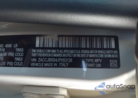 2018 Jeep Renegade Altitude 4X4 from USA, damaged, VIN ZACCJBBB4JPH53126